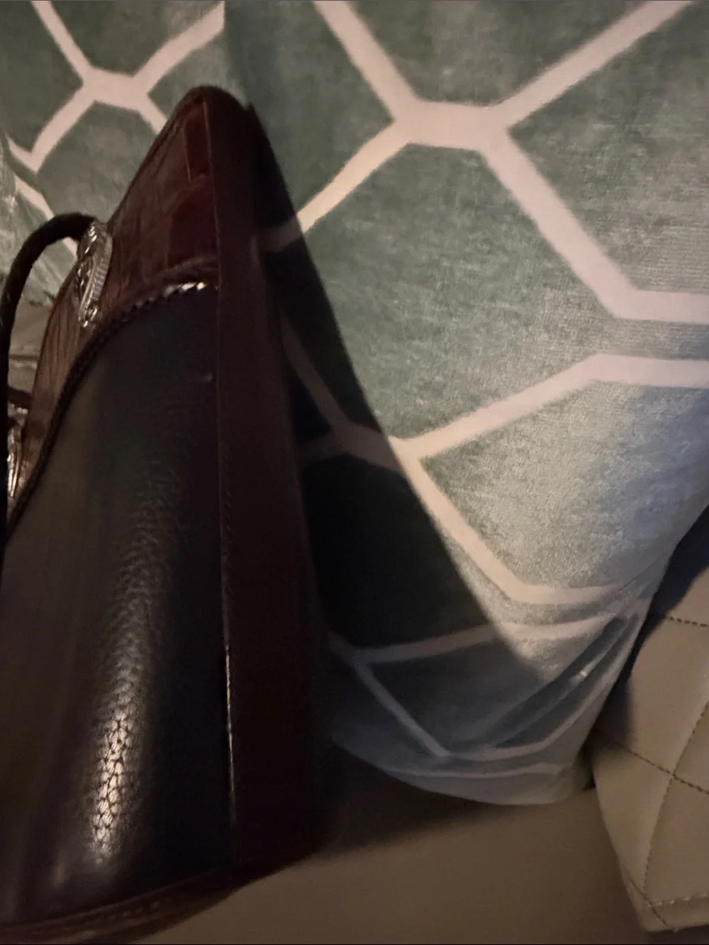 Brighton Classic Two-Tone Leather Tote Bag in Black and Brown